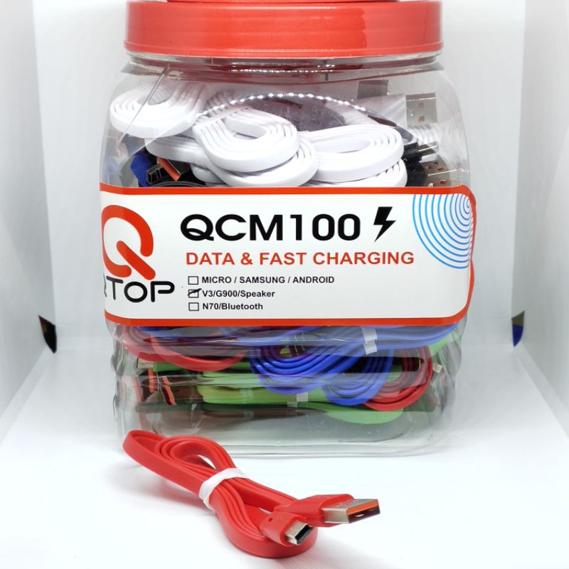 Kabel Data Qtop G900 / V3 / Speaker Flash Charging 1 Toples isi 50Pcs