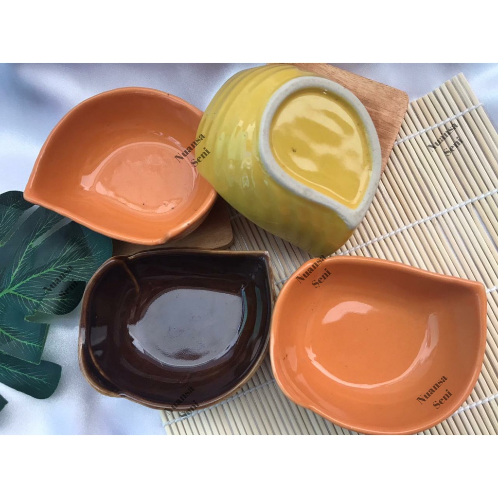 Souvenir Mangkok Sambal Motif Daun Mangkuk Keramik Daun Warna Mangkok Porselen polos