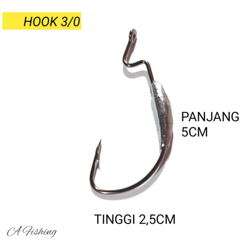 4 WORM HOOK SOFT LURE BERAT 3,5GRAM I SATU KOTAK ISI 4WORM HOOK I  A FISHING