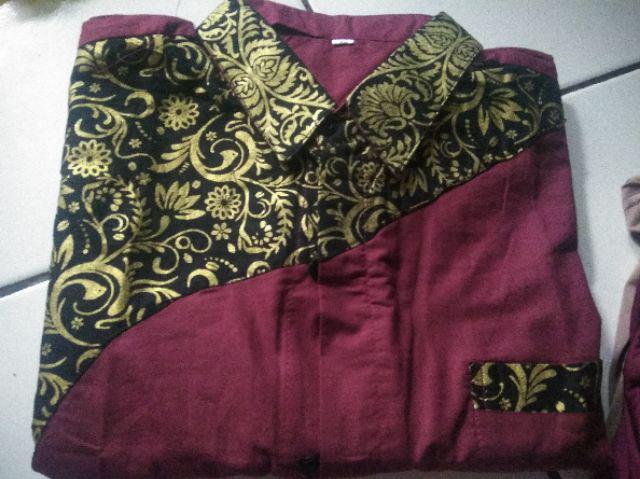 Distro Batik Hrb026 Kenongo Kemeja Tosca Pende Pekalongan Padi M L Xl Sogan Halus Kemeja Batik