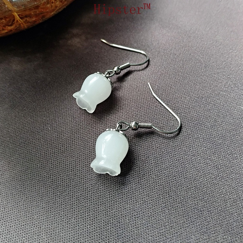 New Hot Sale Exquisite Light Luxury Ancient Style Hetian Jade Flower Earrings