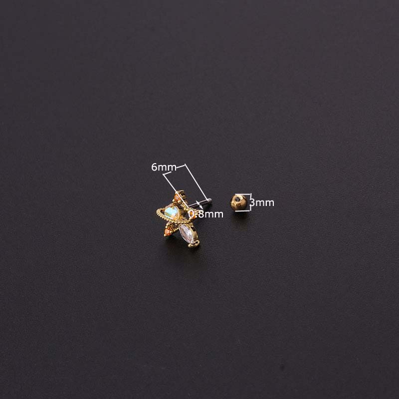 1 Piece 20Gauge Barbell Upper Lobe Earrings Helix Tragus Rook Piercing Stainless Steel Flower Star Heart Shape