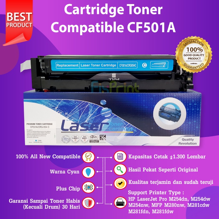 Cartridge Toner Compatible XP 202A CF501A Cyan Refill Color Printer Laserjet Pro M280 M281