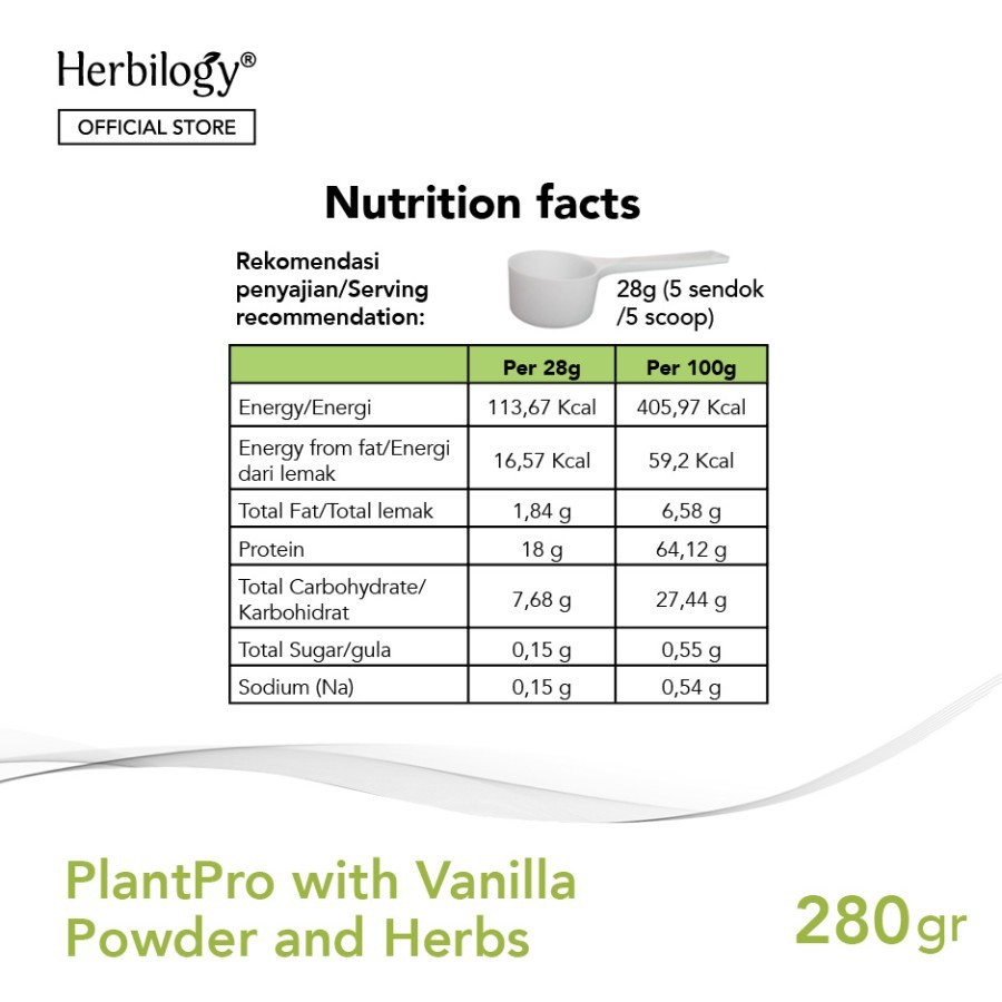 Herbilogy PlantPro Powder–Vanilla 280g (Plant Protein)