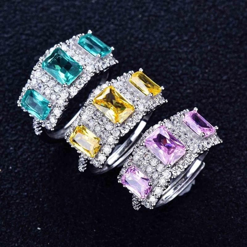 New Luxury Moissanite Colorful Crystals Ring