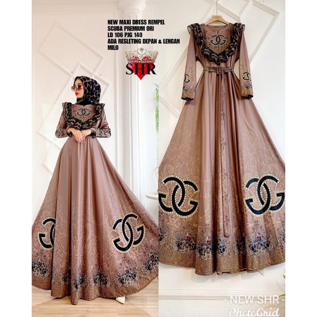 READY NEWW ORY SHR MAXI DRESS U REMPEL-Coklat new plus krdg