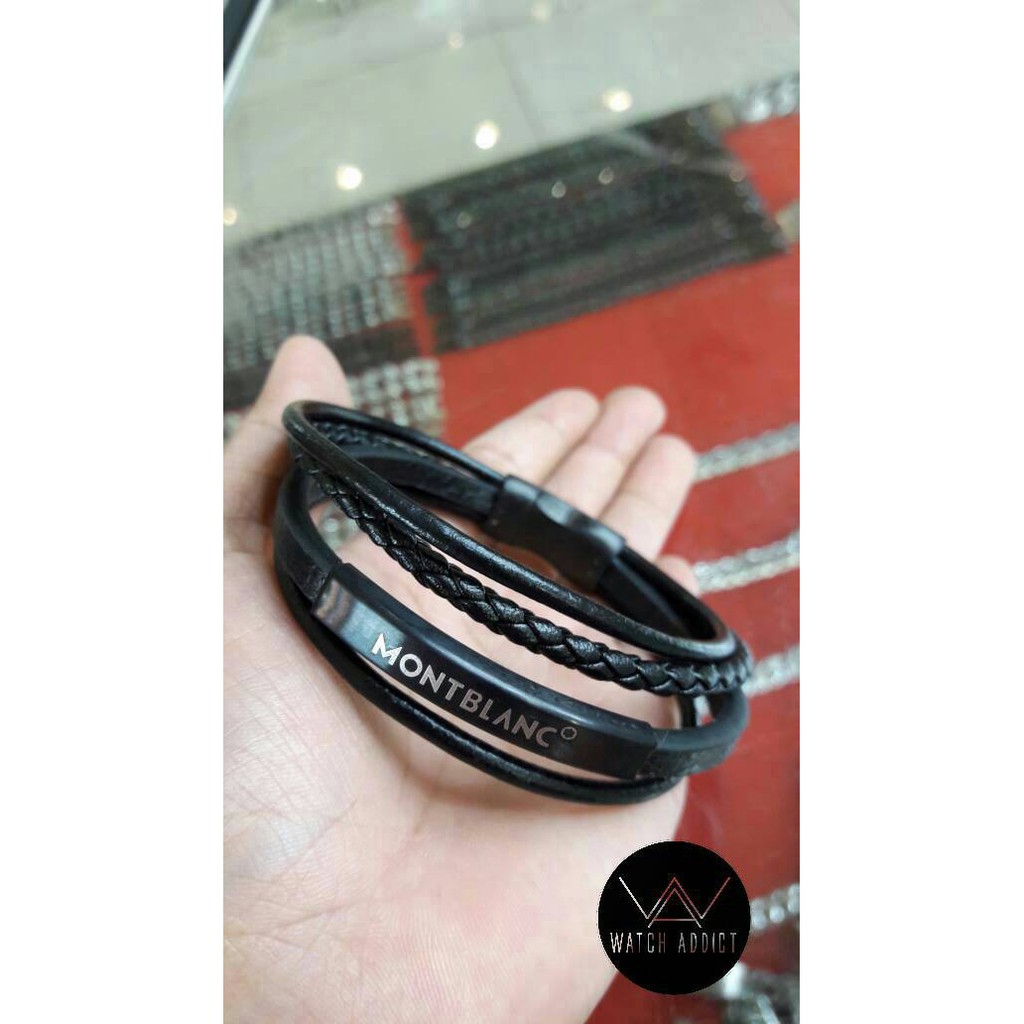 Gelang Tangan Pria / Gelang Tangan Cowok / MontBlanc / Kulit