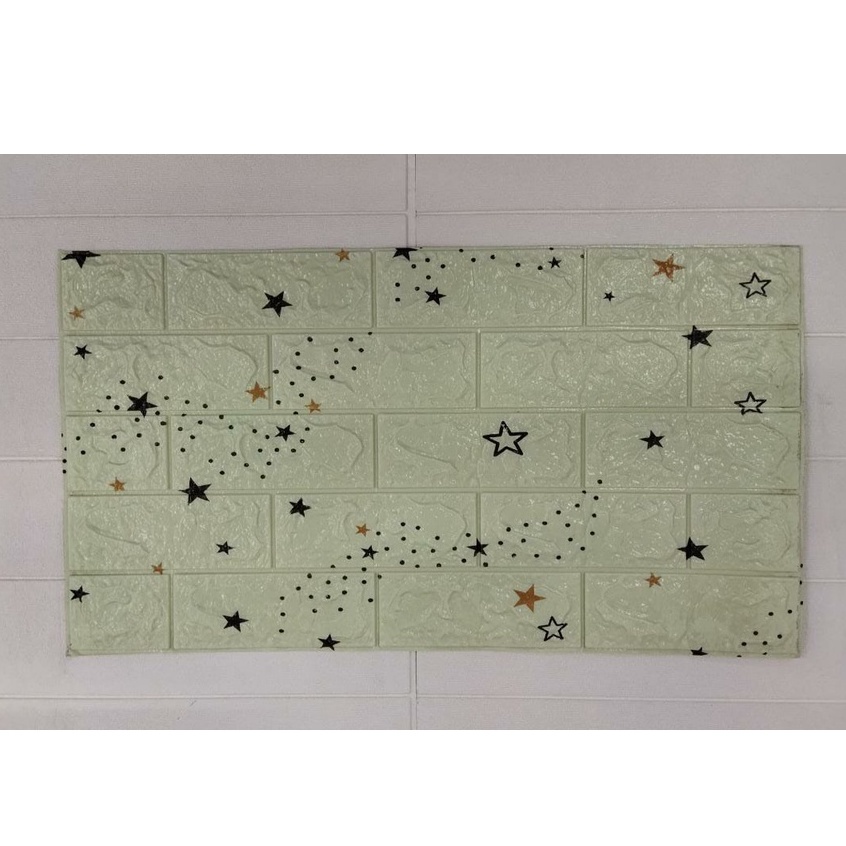 ✧YUKSHOPING✧ Wallpaper Dinding 3d Motif Gambar Wallfoam Dekorasi Kamar Murah R535-BINTANG HIJAU MUDA