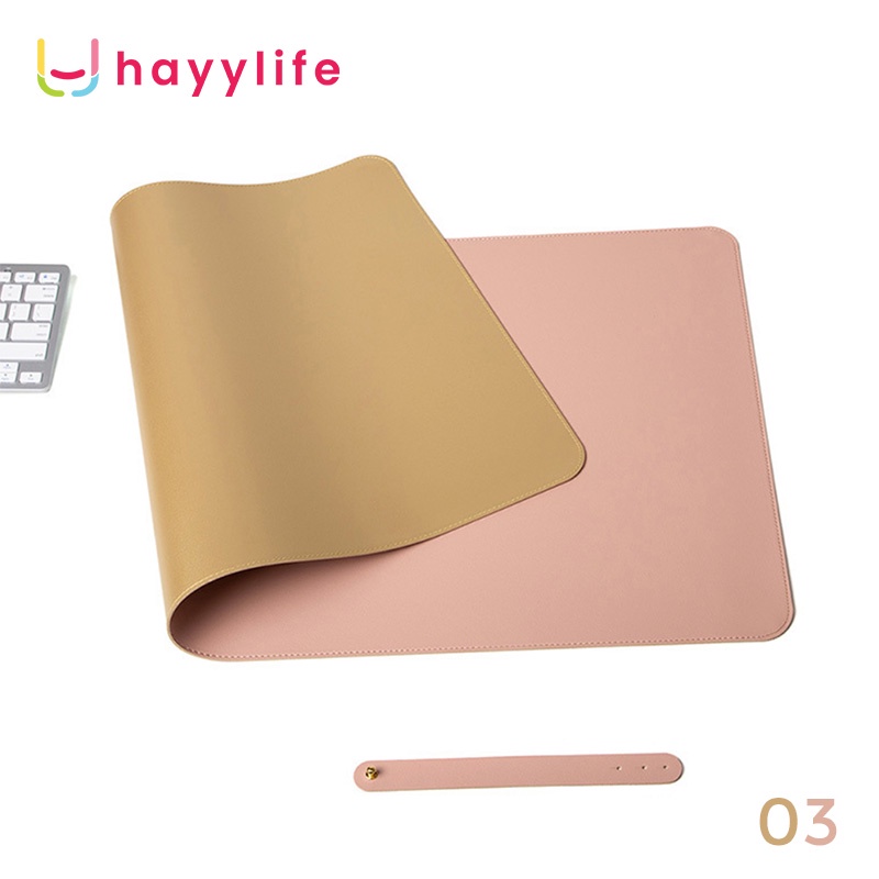HAYYLIFE Mouse Pad Alas Komputer Waterproof Leather  alas mouse alas meja besar alas menulis alas meja komputer tahan air bahan kulit HL-AIA584-Golden+Pink