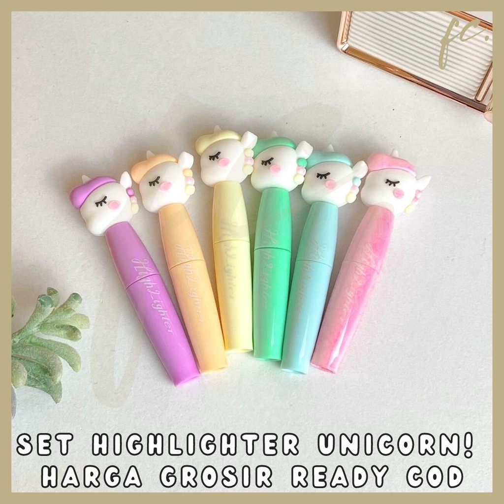 

1 Set isi 6 Pcs Highlighter / Color Marker Spidol Penanda Warna XYUEH XYH-985 Non Toxic Pastel Mini Fancy Stationery Cute Unicorn Little Dream Kuda Little Pony Rainbow Premium Import Korean Japan Grosir Ready COD