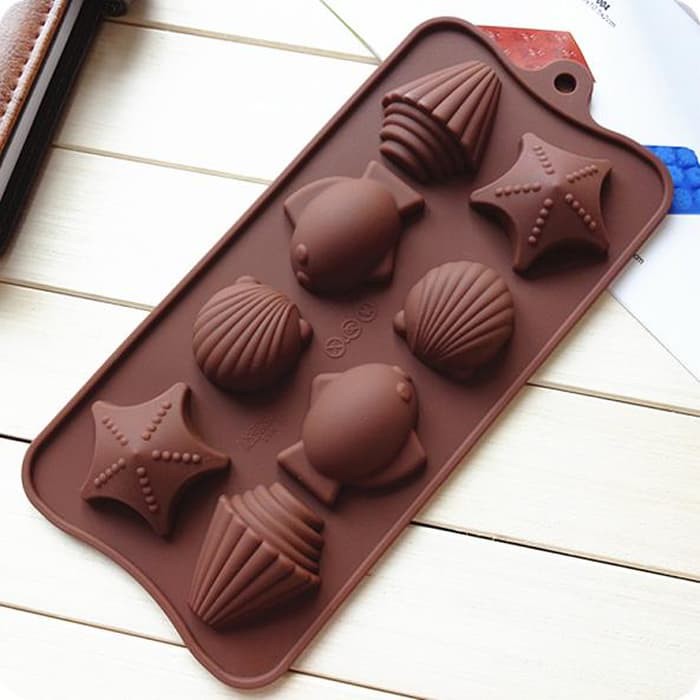 Cetakan Kue / Puding / Cokelat / Es Batu Motif Binatang Laut (8 Kotak)