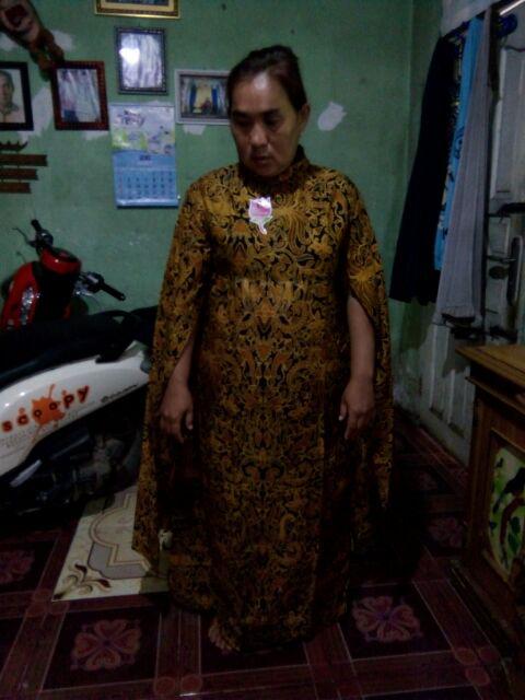 Long Dress Cape Batik Gamis Batika Nadine Manggar Kobis Kupu Padi Ulir Manis Gendis Sekar