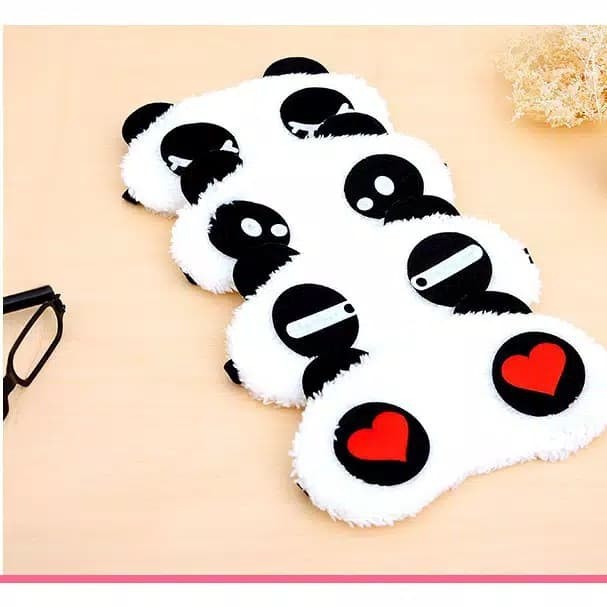 Penutup Mata Tidur Motif MATA PANDA Bulu Kain Lembut Travelling Travel - Eye Mask Cover