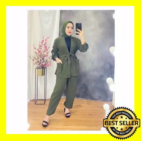 Setelan Kemeja Wanita Kerja Formal One Set Adem Ori Premium Nabila Salsabila High Quality Polos Kore