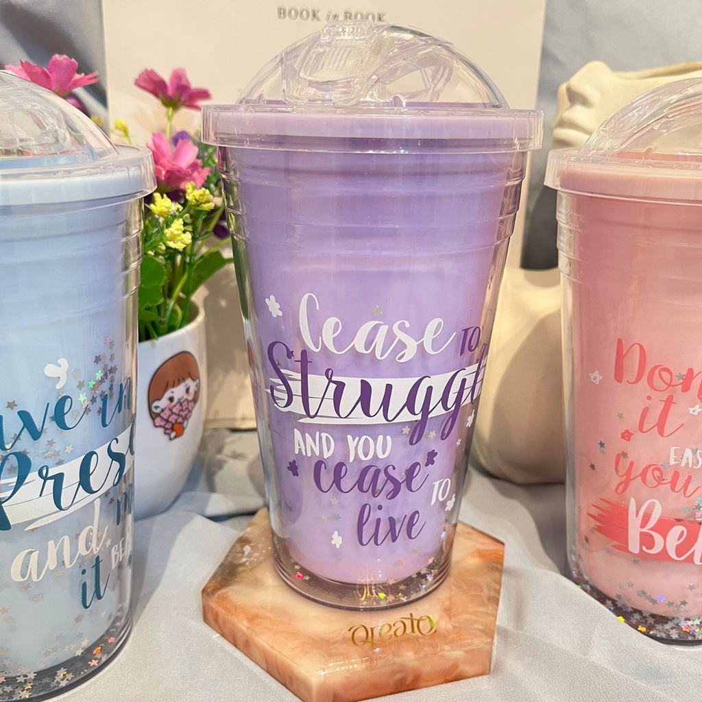 TUMBLER MINUM ESTETIK ADA TULISAN MOTIVASI READY 3 WARNA UKURAN 500 ML UNIK LIMITED EDITION HARGA TERJANGKAU BOTOL MINUM LUCU BISA GROSIR DAN COD TERMURAH