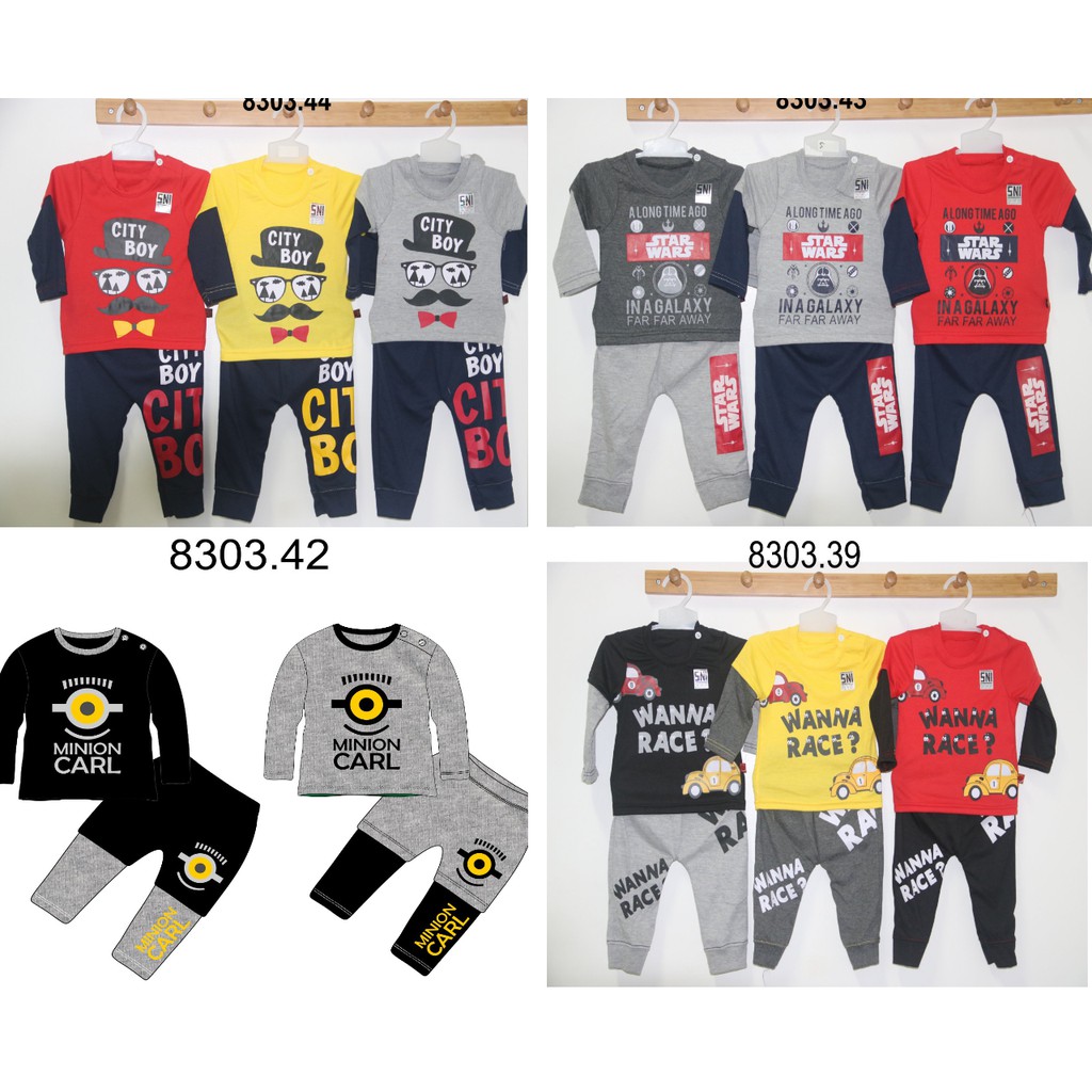 [BANYAK MOTIF] Setelan Anak 6-12bln / Setelan Anak LakiLaki / Setelan Bayi / Kaos Bayi Pergi IB