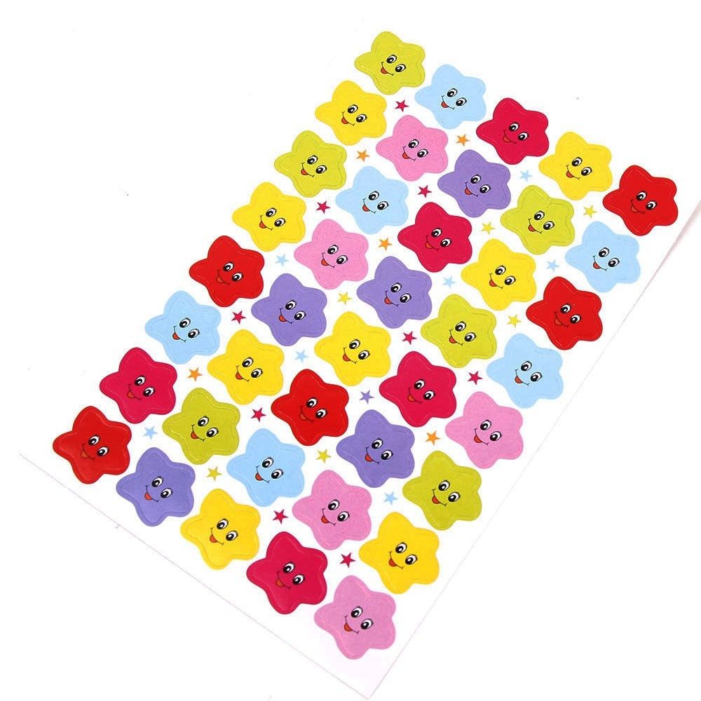 QUINTON 10pcs Creative Smile Stars Sticker Cute DIY Scrapbook Sticker Children Reward Sticker Teacher Reward Label Diary Sticker Stars Decal School Supplies Smile Face Sticker