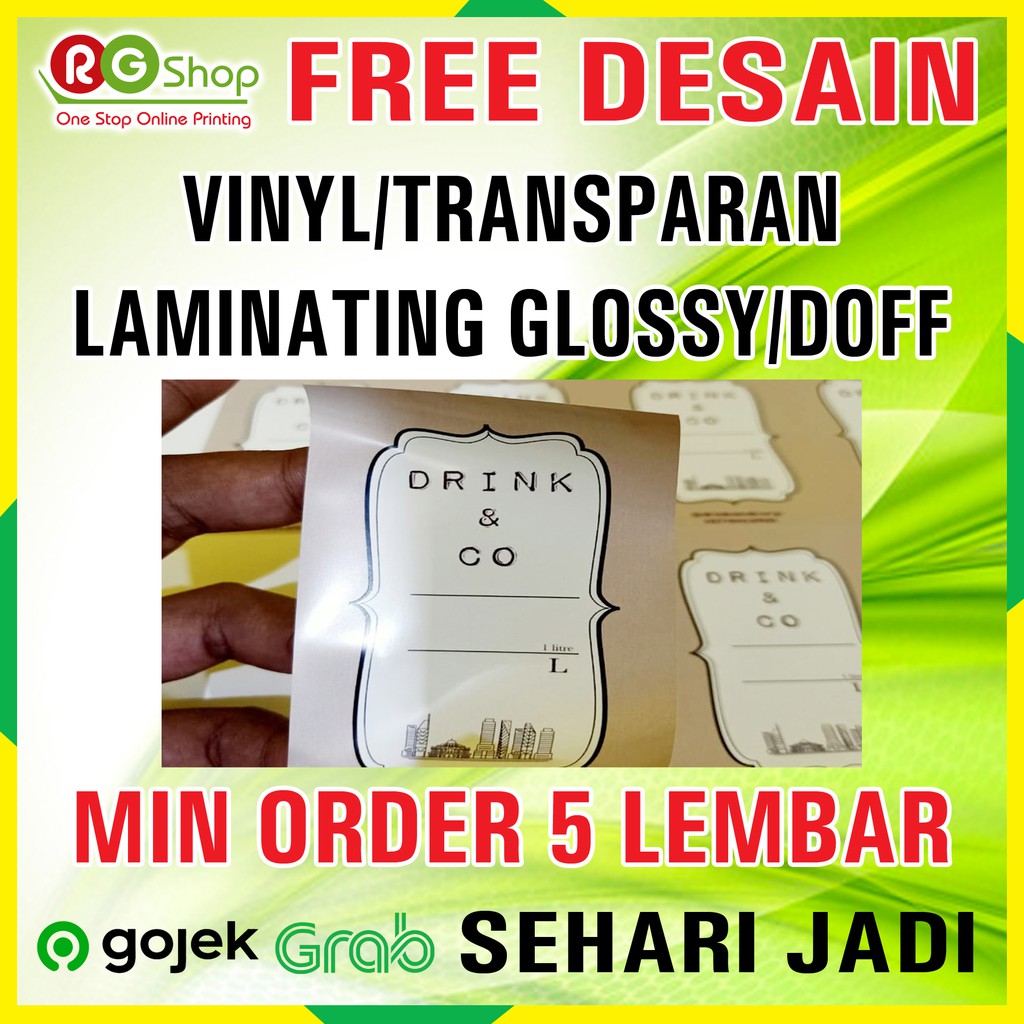 

STIKER LABEL PRODUK VINYL LAMINATING GLOSSY/DOFF UKURAN A3+