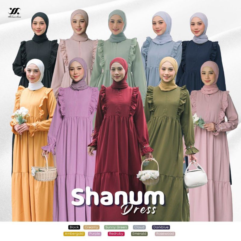 Gamis polos warna Shanum dress by Salmartina.id