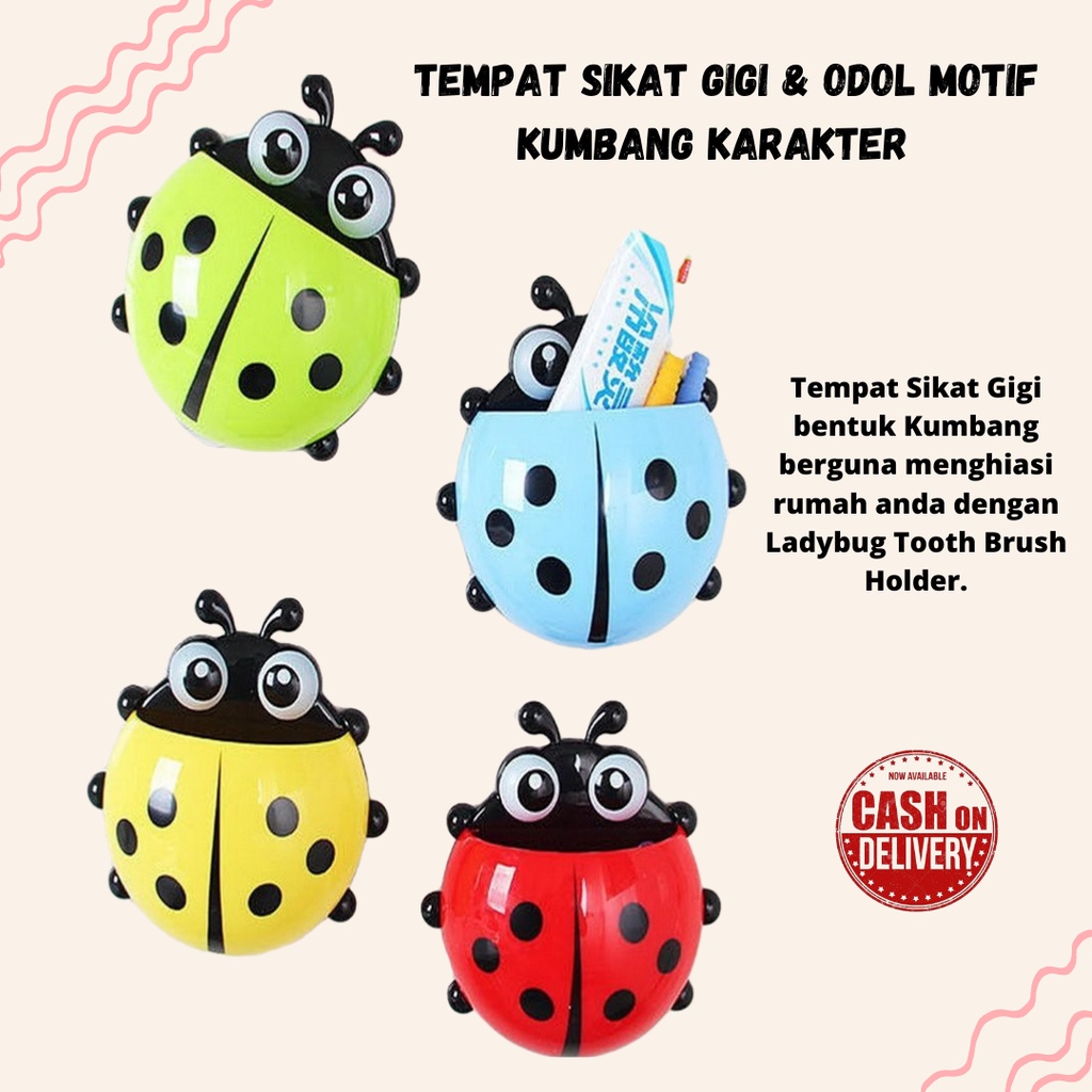 RANDOM Tempat Sikat Gigi &amp; Odol Motif Kumbang Karakter Lucu