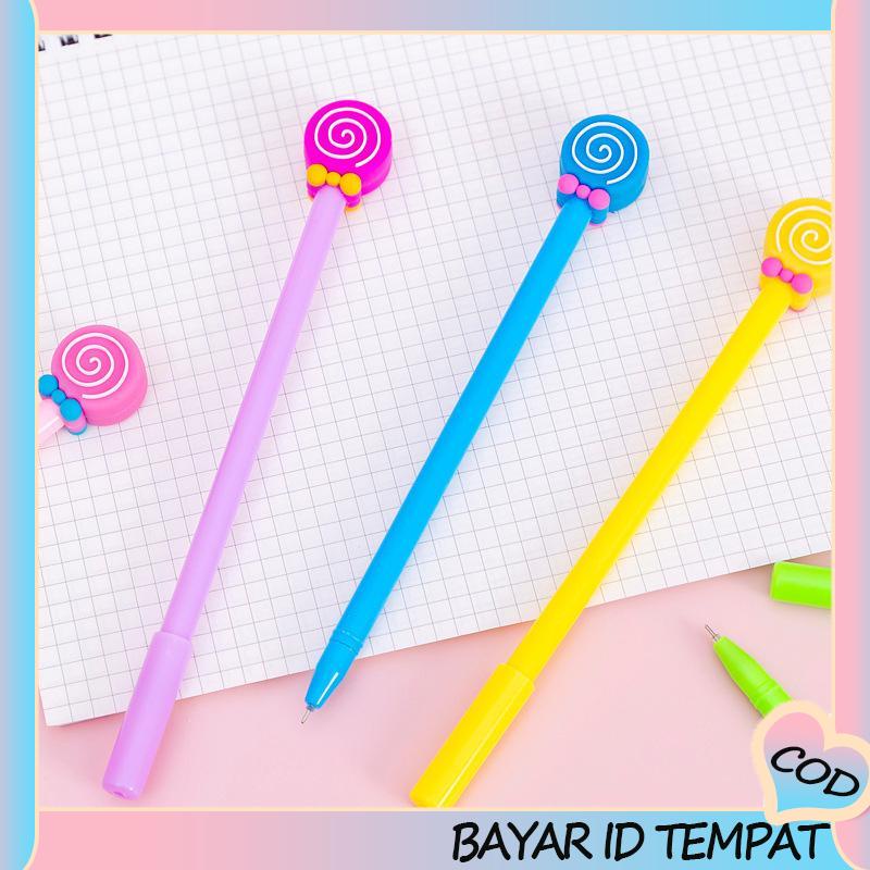 COD❤️ Kreatif Kartun Dasi Kupu-kupu Lollipop Gel Pena 0.5mm Alat Tulis Siswa-A.one