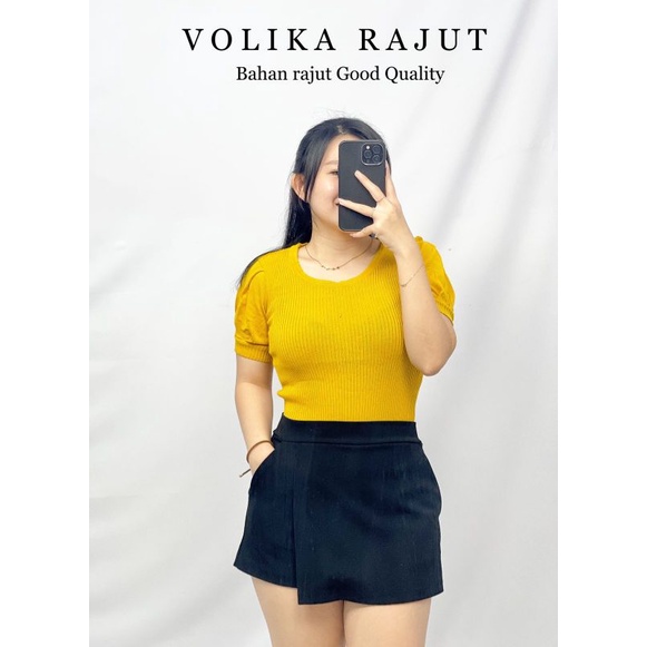 MDLV ~ Volika Rajut Atasan Blouse rajut Lengan Pendek Fashion Wanita