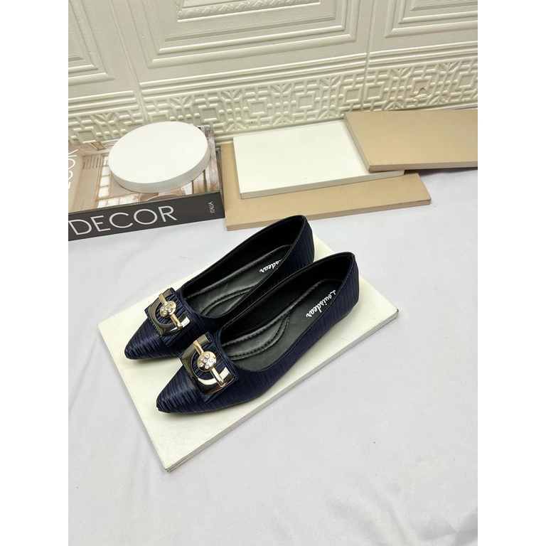 sepatu flatshoes wanita terbaru kekinian bahan satin LOUISDEAR B151