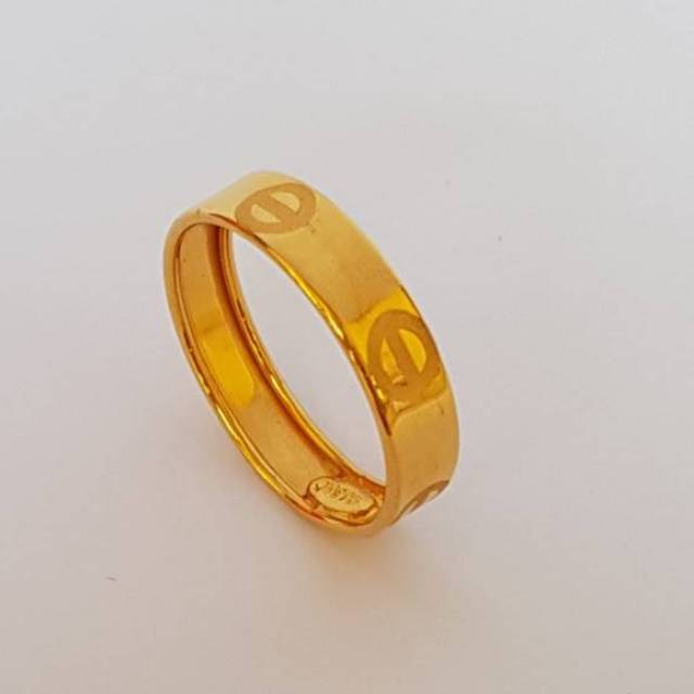 cincin emas asli kadar 875 model dobel kotak zirkon cincin branded love