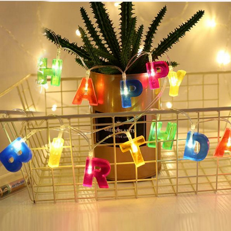 Lampu String Led 1.3m Bentuk Tulisan Merry Christmas Dan Happy Birthday Untuk Dekorasi Pesta