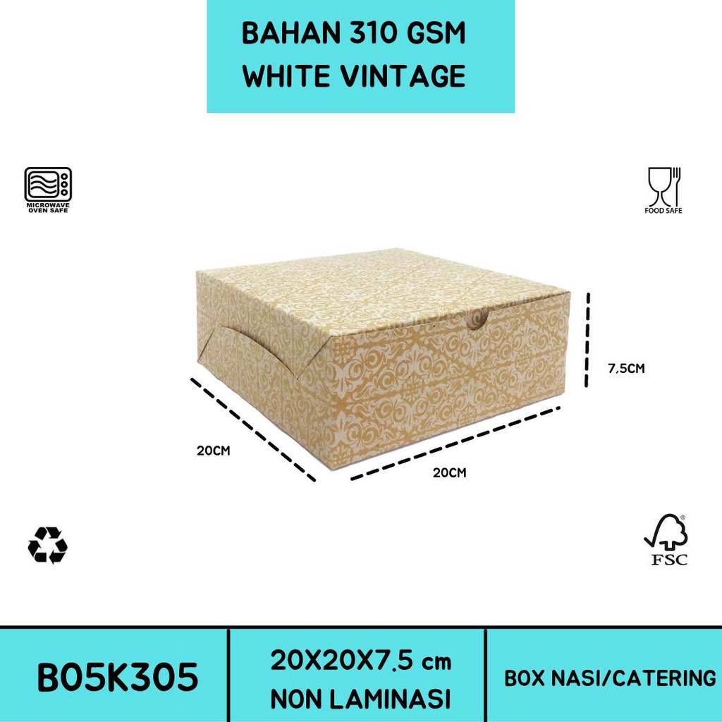 Box Nasi 20x20 Box Catering Dus Nasi 20x20  (B5K35-20X20X7.5 Cm)