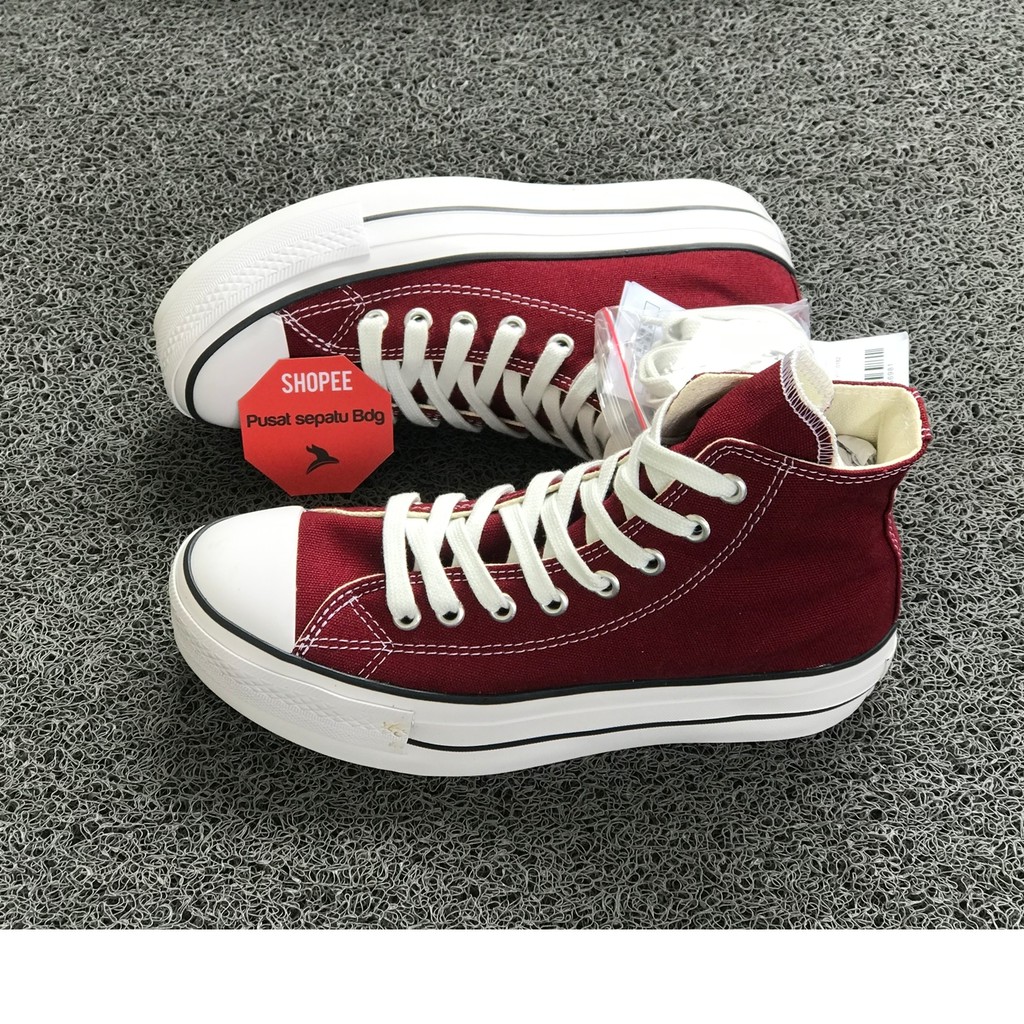 Sepatu Converse Hak Tinggi Platform Maroon