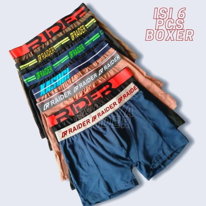 Boxer Pria Dewasa Isi 6 - Ukuran S M L XL XXL, Bahan Katun