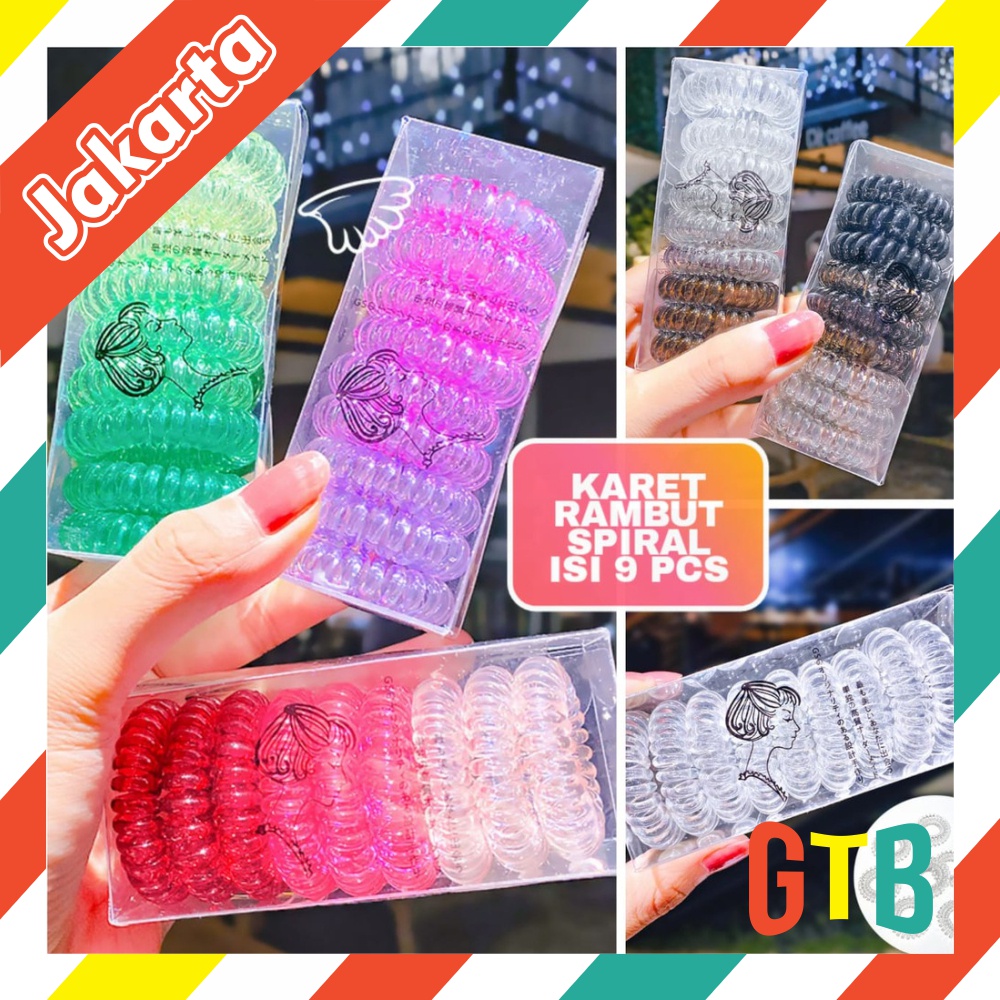 ❤️GTB❤️ KARET RAMBUT SPIRAL ISI 9 PCS IMPORT / IKAT RAMBUT KOREA / KUNCIRAN WANITA / AKSESORIS KUNCIR CEPOL R767