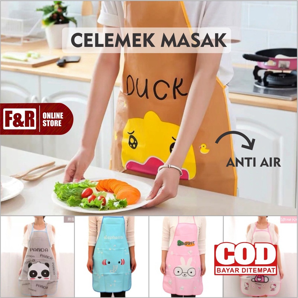 Celemek Masak Dapur Anti Air Dan Minyak Waterproof Bahan Apron Pelindung Memasak Karakter Kartun