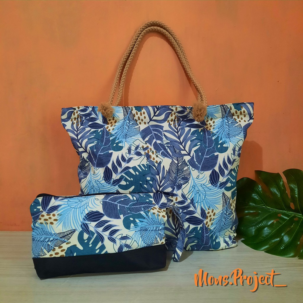 2in1 Tas Kanvas Premium Tali Sumbu + Pouch/Dompet Besar Kombinasi Goni ( PREMIUM + REAL PICT )