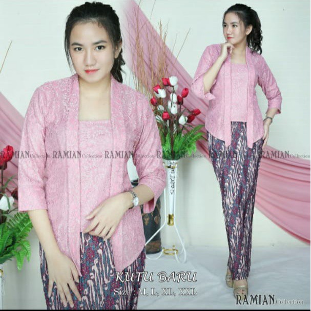 KEBAYA KUTU BARU BRUKAT PANJANG SETELAN KEBAYA BRUKAT MODERN KEBAYA KUTU BARU MODERN GOLD MARUN COD