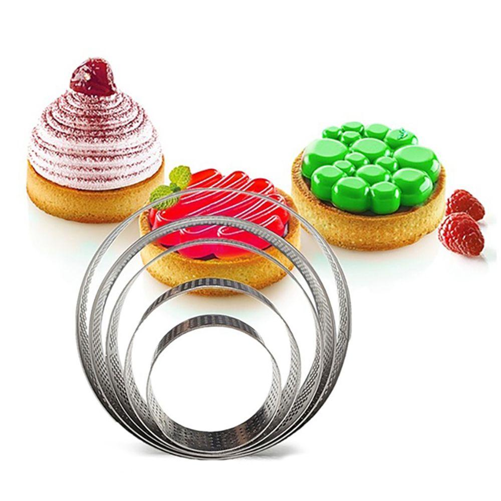 SOLIGHTER Bakeware Cake Mold Decorating Tool Circle Mould Tartlet Molds Stainless Steel DIY Perforated French Dessert Mousse Tart Ring