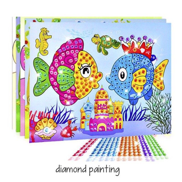 

Mainan anak edukasi - BIG DIAMOND PAINTING/ Stiker manik/ diamond mosaic art n craft Moshi