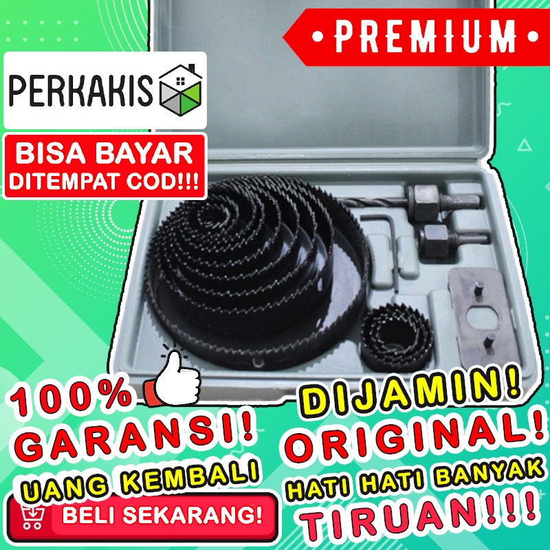 Mata Bor Kayu Hole Saw Set Bulat Lubang Pelubang Paralon Pipa Hidroponik Alat Kit Plastik 16 Pcs Pvc