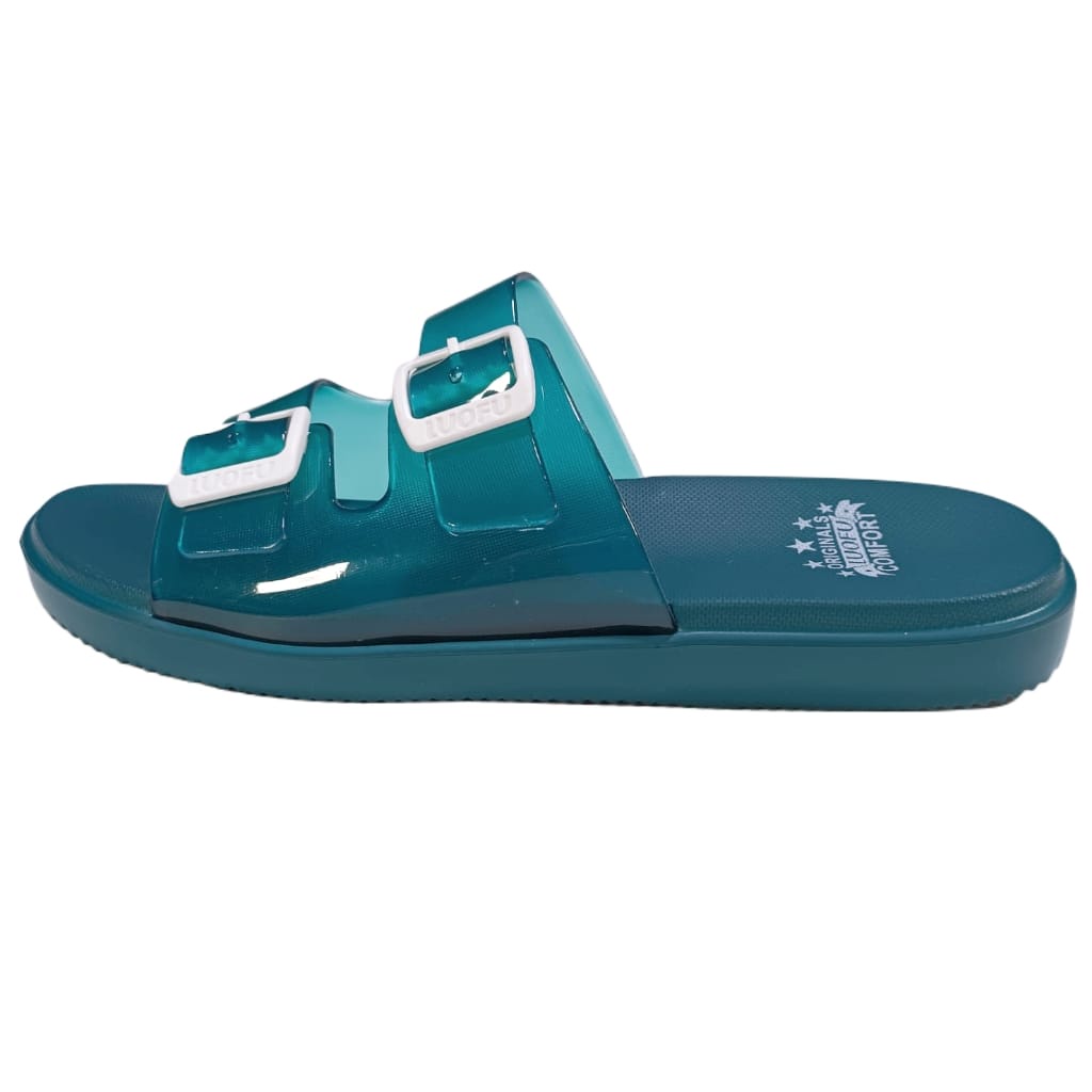 LUOFU ORIGINAL jelly sandal karet empuk murah wanita selop import ban 2 sendal cewek E7188T-BW6C