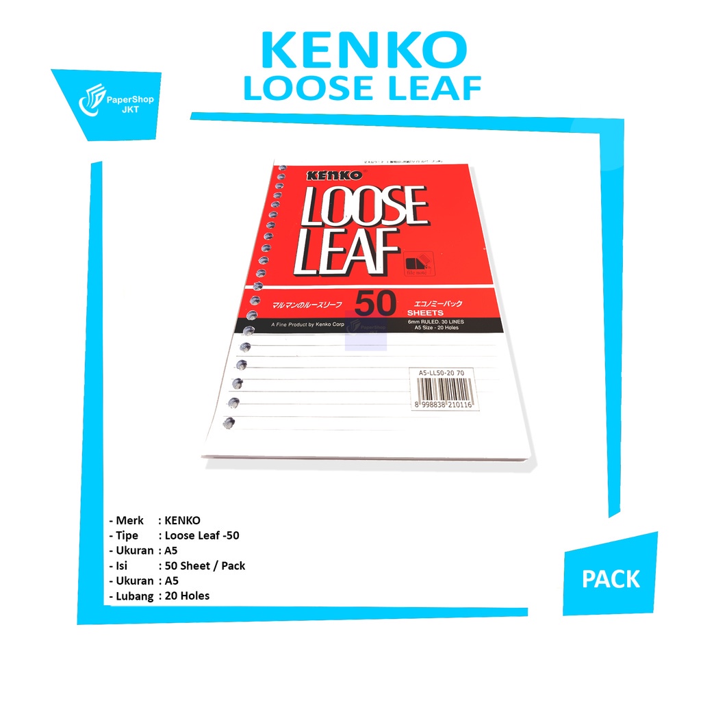 

KENKO - Loose Leaf A5 LL - 50 Lembar - Pack