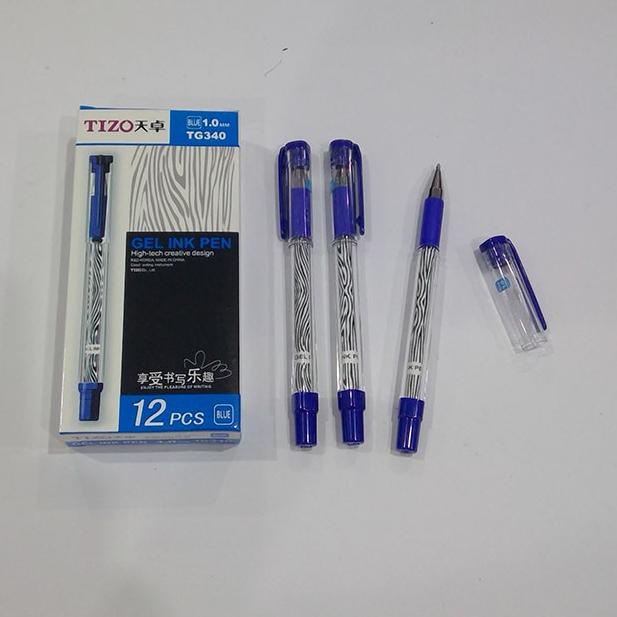 

경 Gel pen/Pulpen Tizo 1.0 mm Hitam/Biru 12 pcs Trend