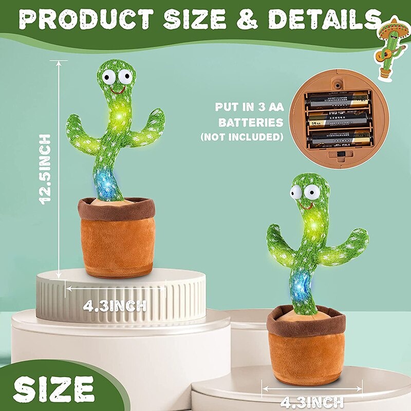 [BISA COD] Boneka Kaktus Joget Kaktus  Dancing  Mainan Kaktus Bergoyang  Dancing Cactus Boneka Kaktus Goyang dan Bicara Kaktus Joget Menari Ngomong Cactus USB BOX Kaktus Joged Musik Bicara Menari Hat Viral Music Recording Free Baterai