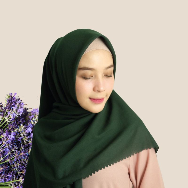 hijab segi 4 bella laser/hijab instan polycottoon lasercut/Khimar instan/jilbab instan/110x110cm-botol