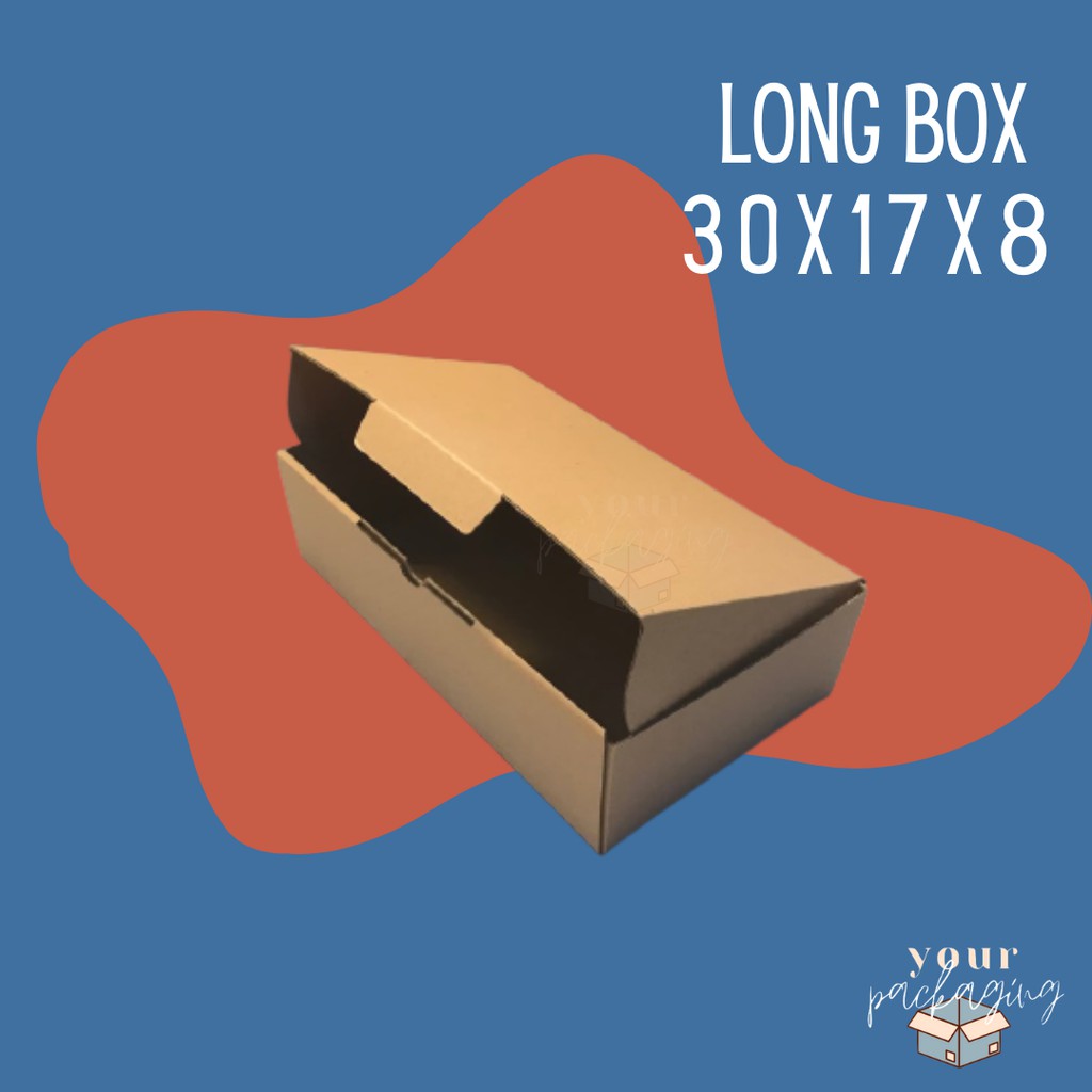 

LONG BOX 30x17x8 TERMURAH // KARDUS DIE CUT KARTON COKLAT