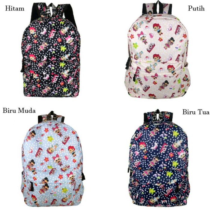 Tas Ransel Sekolah Anak Perempuan - Tas ABG Casual- Tas Sekolah Import - Hitam
