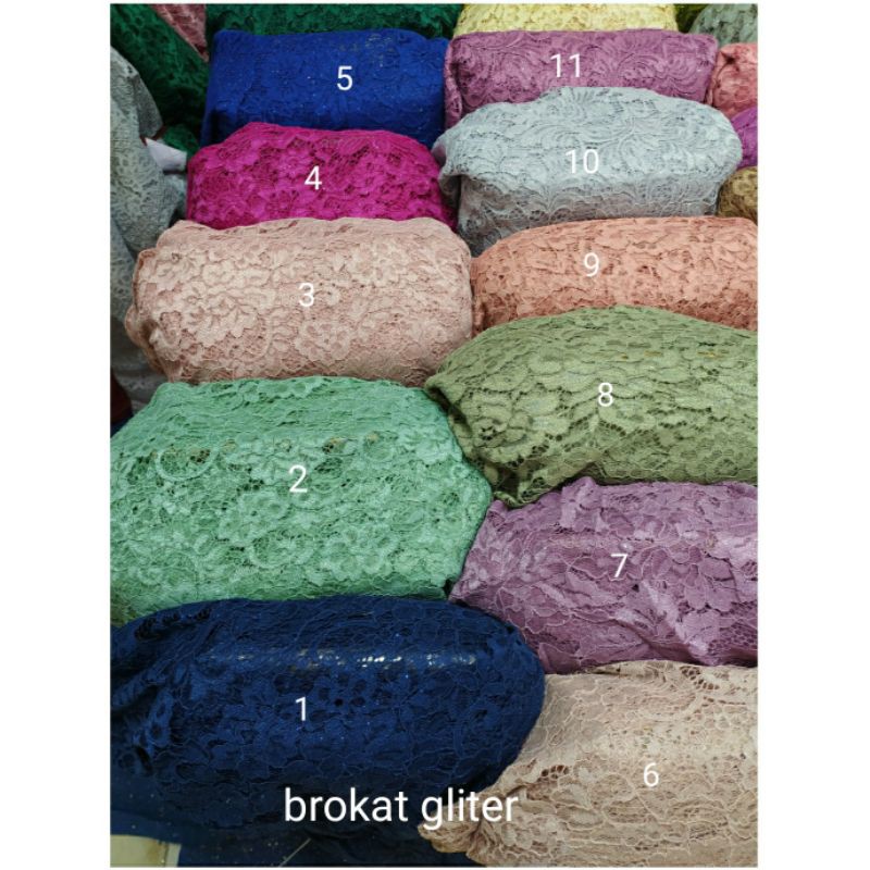 Kain bahan  brokat meteran. bahan brukat  fatmawati Glitter. brokatnon glitter