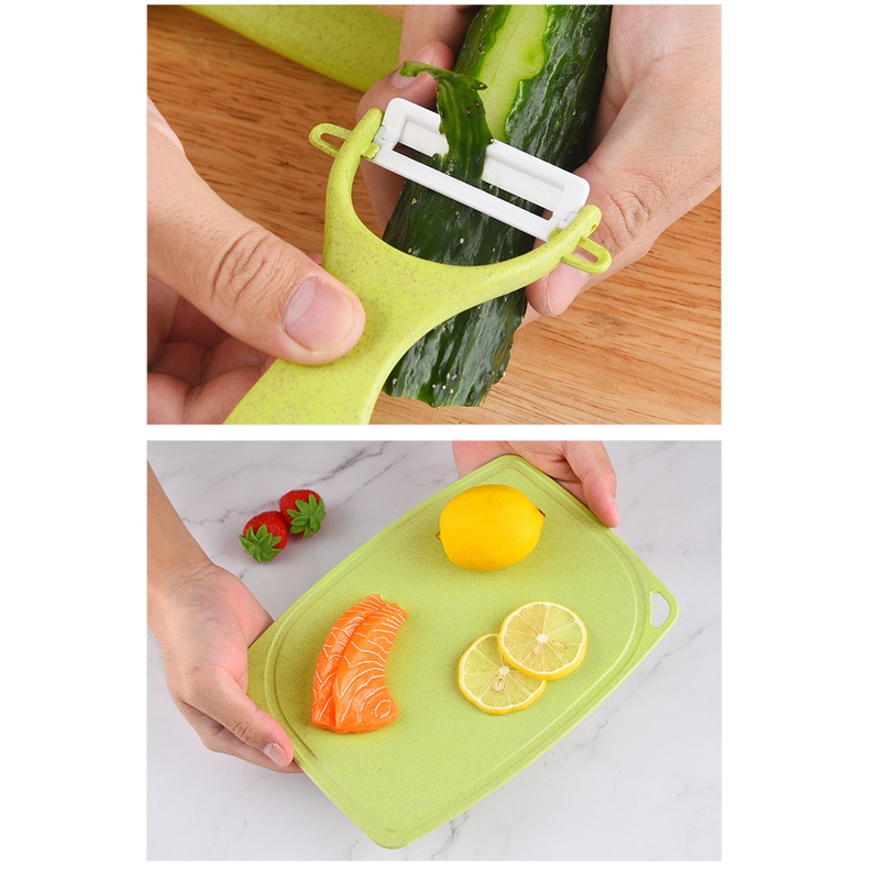 Pisau Set Talenan 3in1 Ceramic Peeler fruit Alat pengupas penyerut kulit buah kitchen knife cutting board set piso tatakan serbaguna Alas pemotong sayuran dan lainnya tajam anti karat