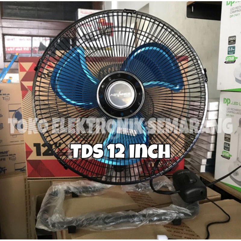 KIPAS ANGIN BESI TDS 12 2IN1 DESK WALL FAN MEJA DINDING ORIGINAL ADVANCE GARANSI RESMI