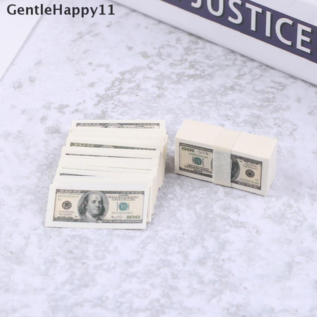 Gentlehappy 100lembar/set Dolar Mini 1: 12rumah Boneka Miniatur Uang Kertas Us $100Lembar